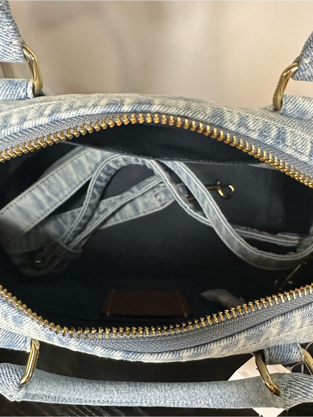 Coach CDY74 Rowan Satchel Bag In Loved Denim WITHOUT Charms New - Picture 6 of 9